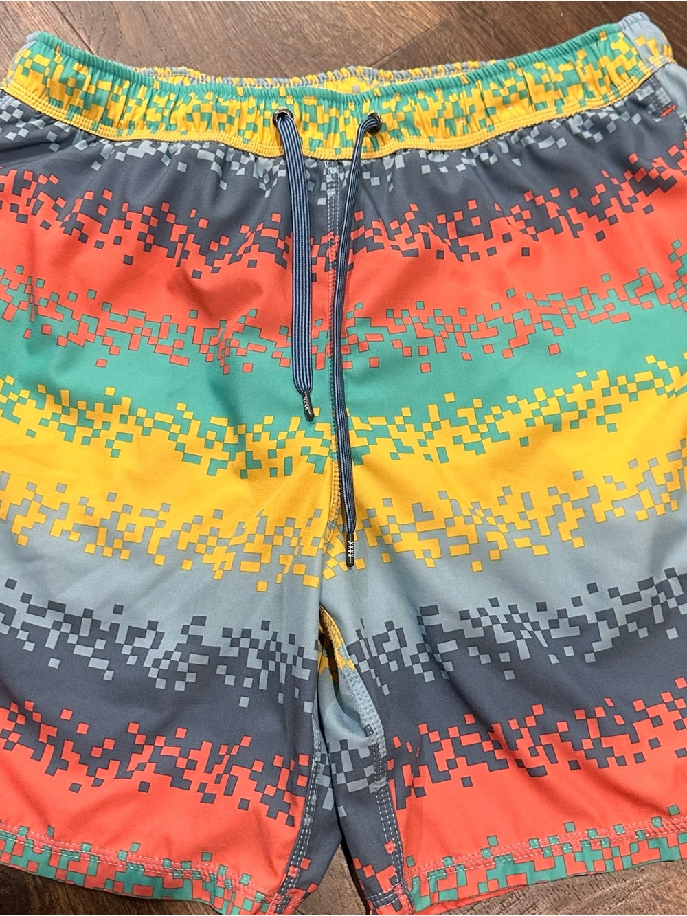 Men's SAXX Multicolor Pixel-Stripe Swim Shorts